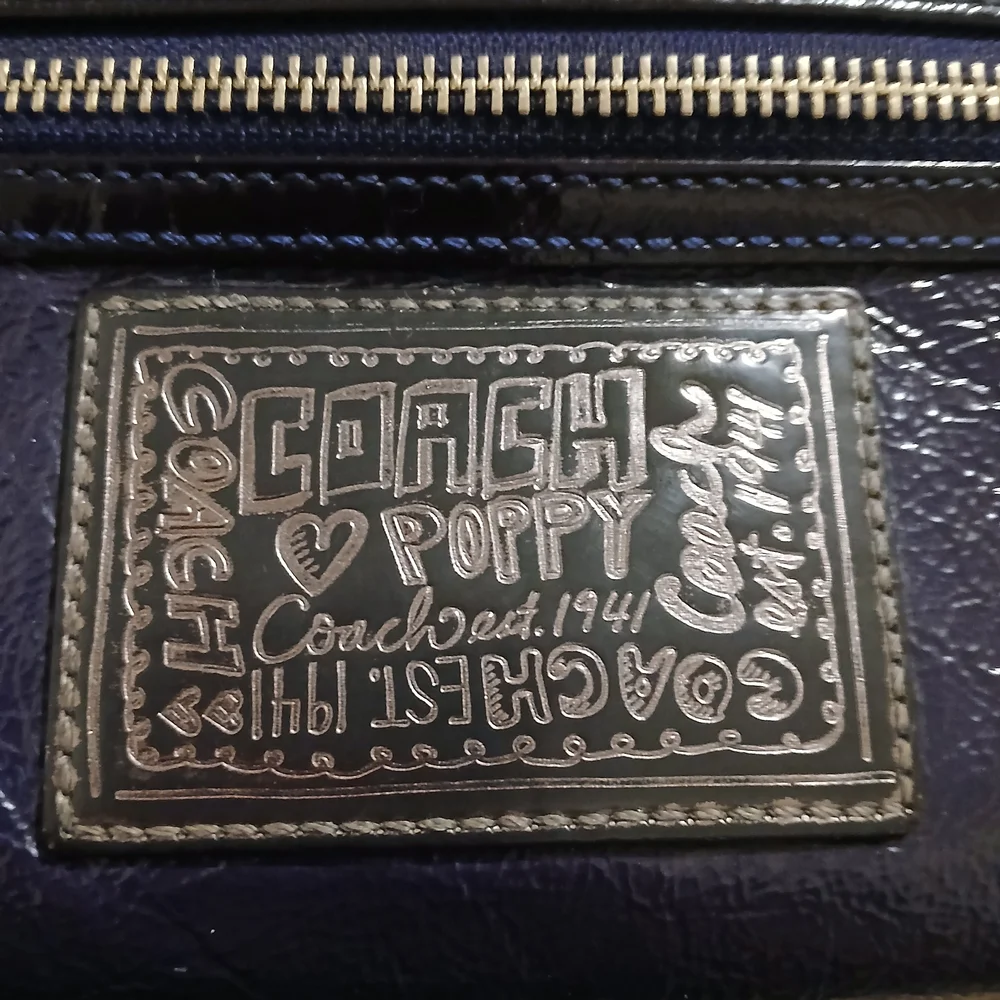 Coach Bundle- Vintage Rare Blue Poppy Clutch, Bag Tag & Envelope - Picture 7 of 13